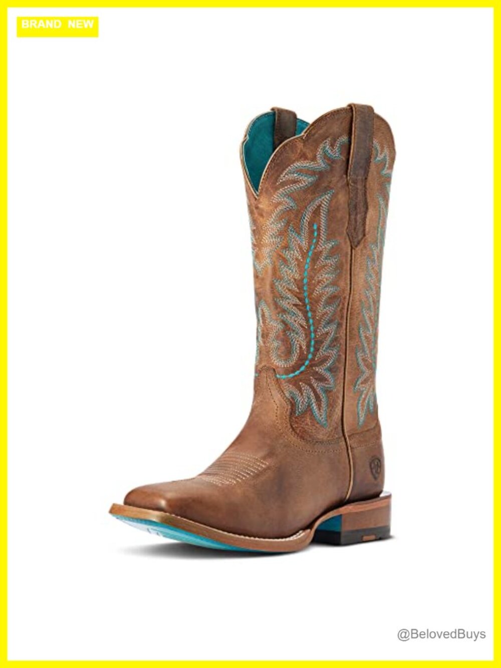 Western Cowgirl Boots Leather Square Toe Mid-Calf Cushion